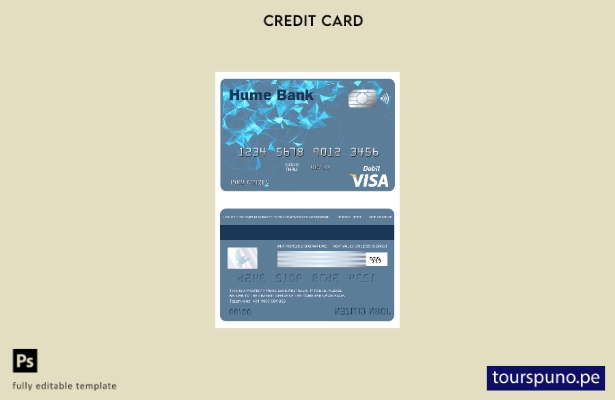 lista para imprimir plantilla de tarjeta visa del banco Hume de Australia